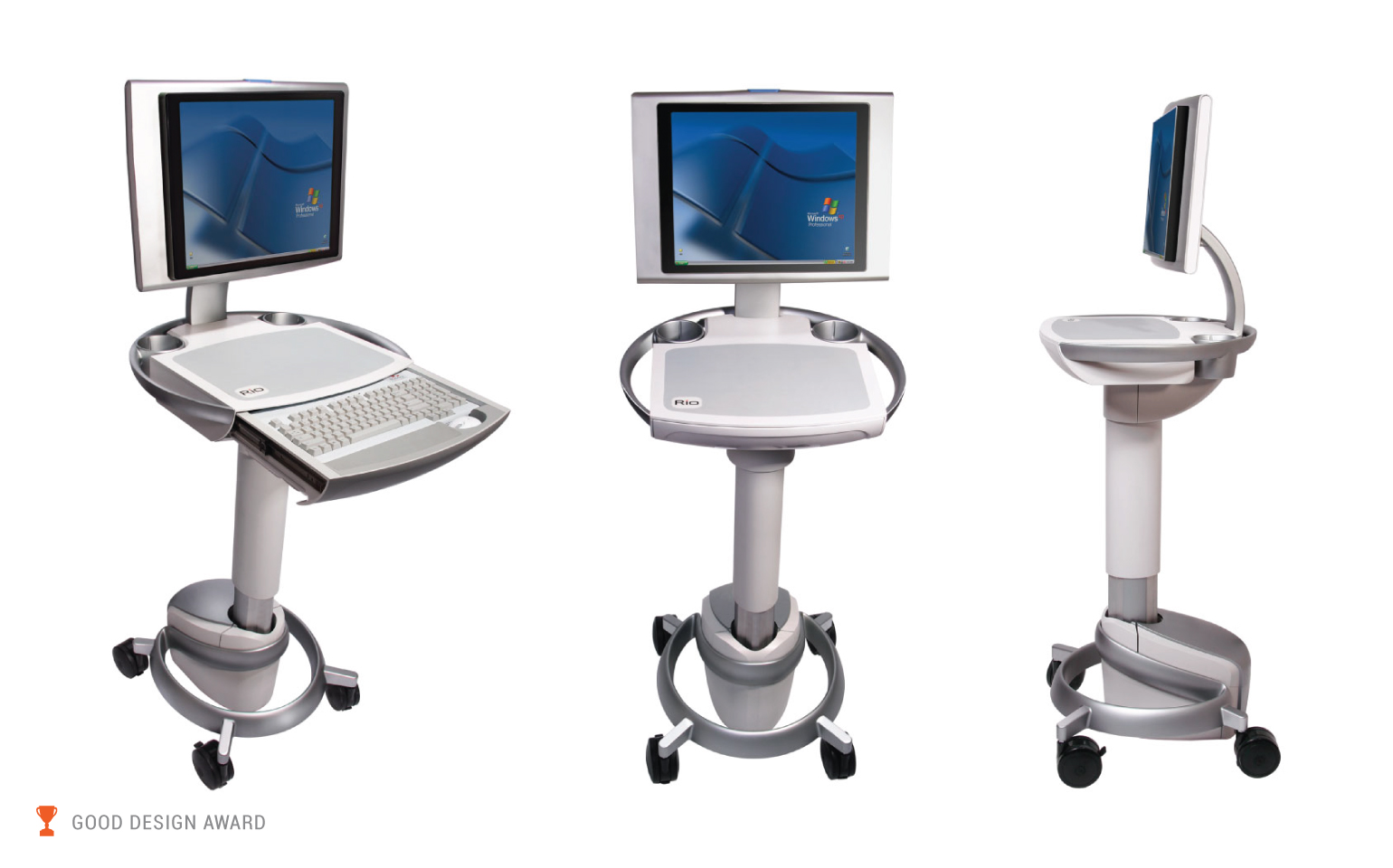 Rioux Vision Medical Cart, Front, Side and Perspective Views