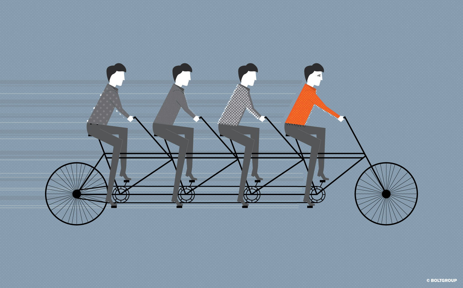 illustration of 4 people on bicycle