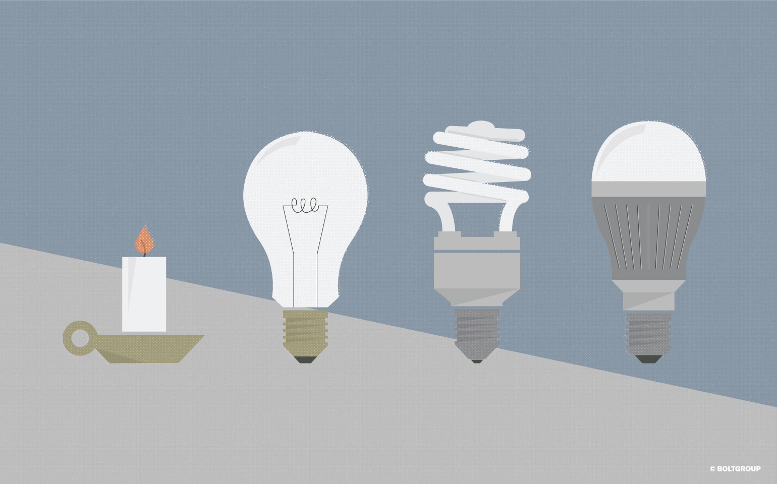 illustration of the evolution of lightbulb