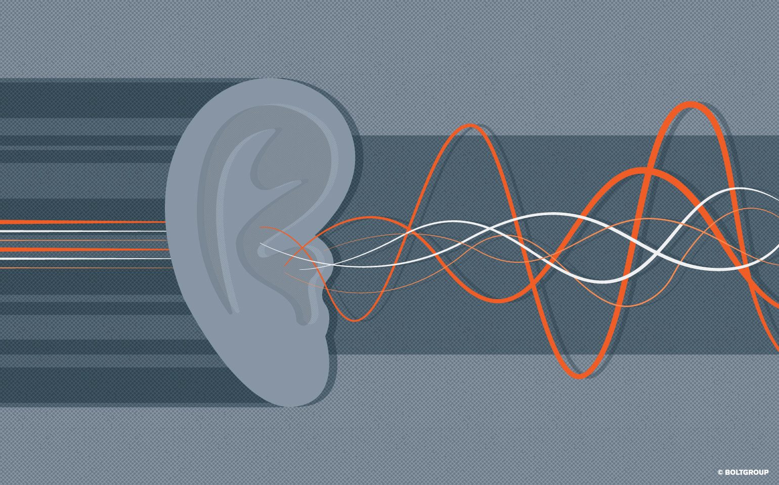 illustration of sound waves and ear