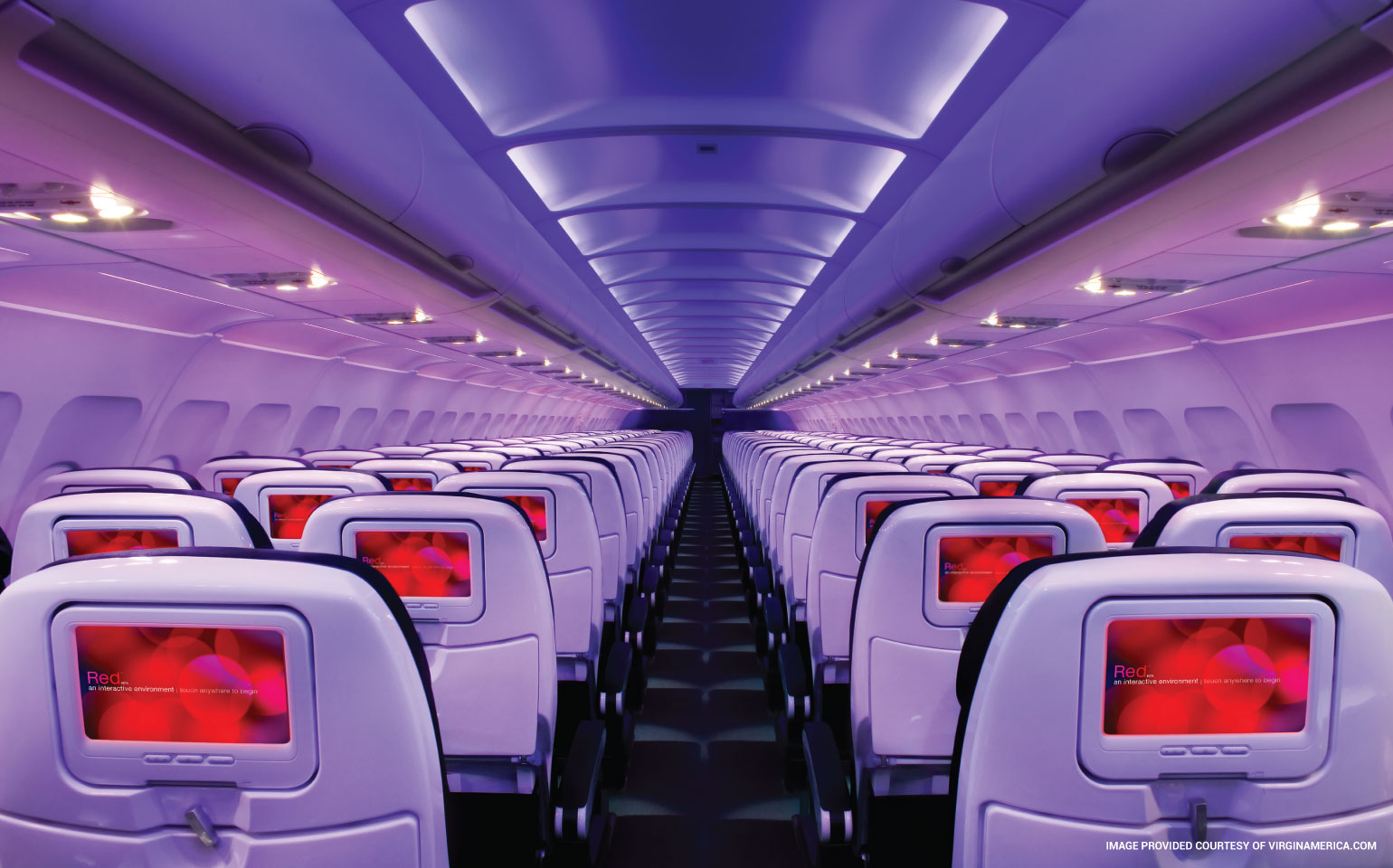 Interior of Virgin America Plane