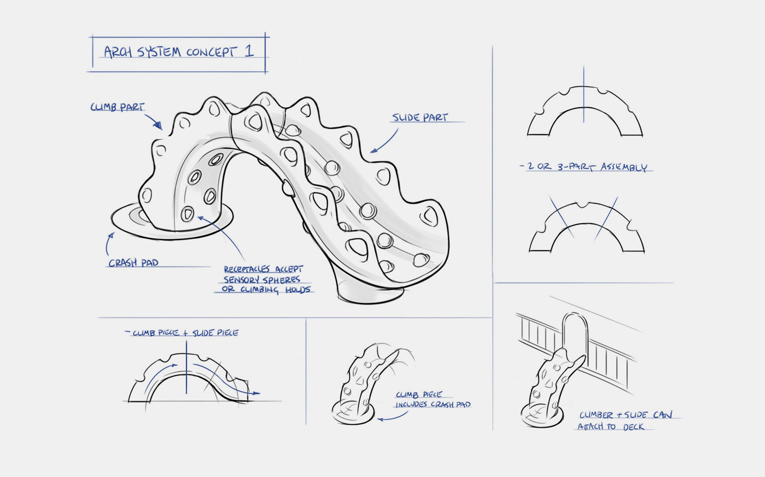 Playcore Sensory Wave Climber concept drawing