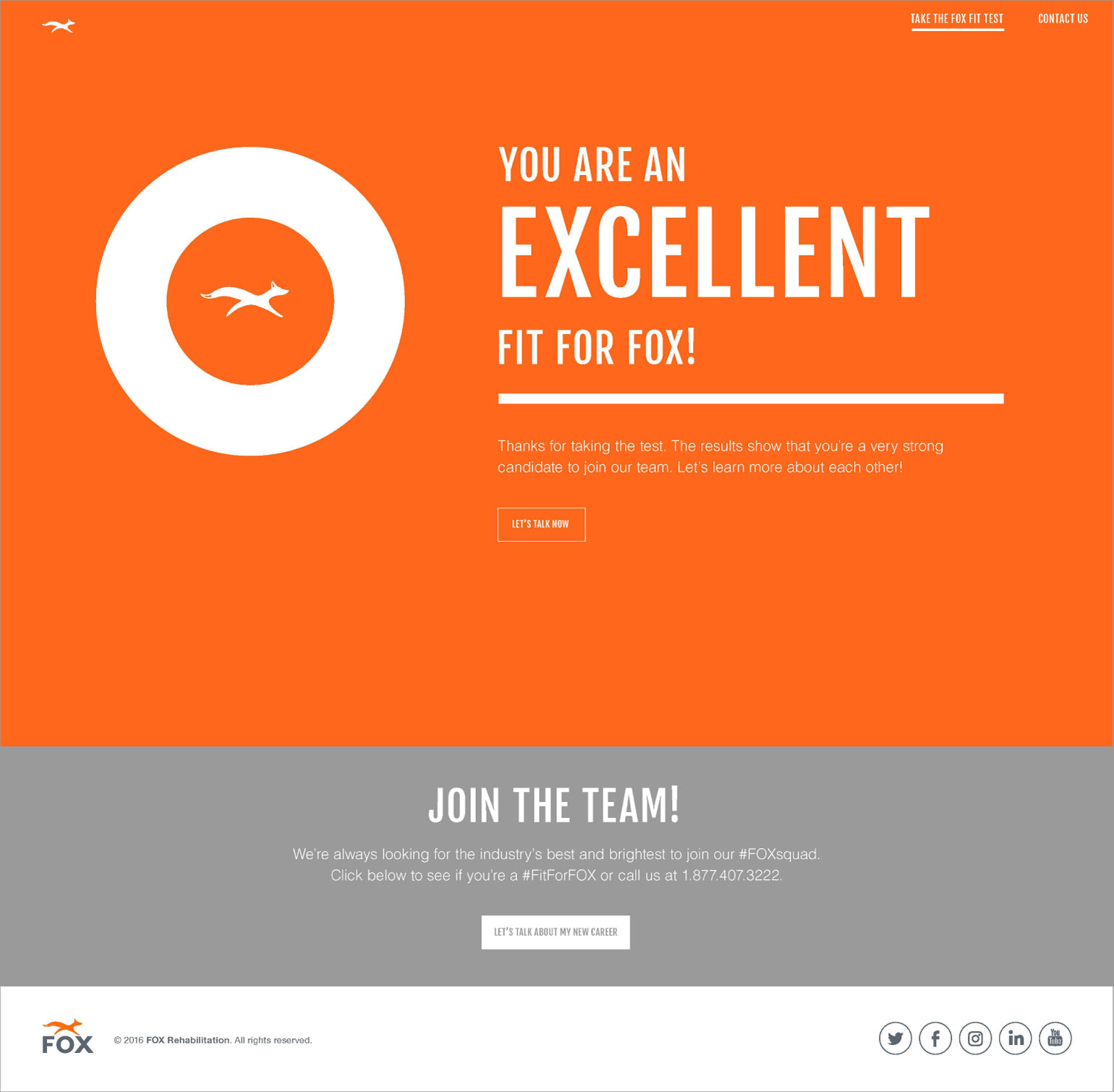 Fit For Fox Recruitment Microsite Results