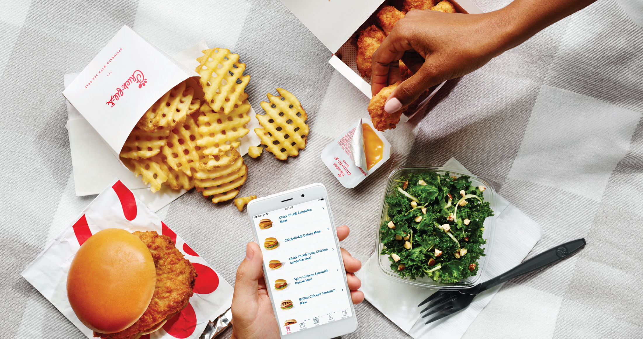 Chick-fil-A food and packaging beauty shot