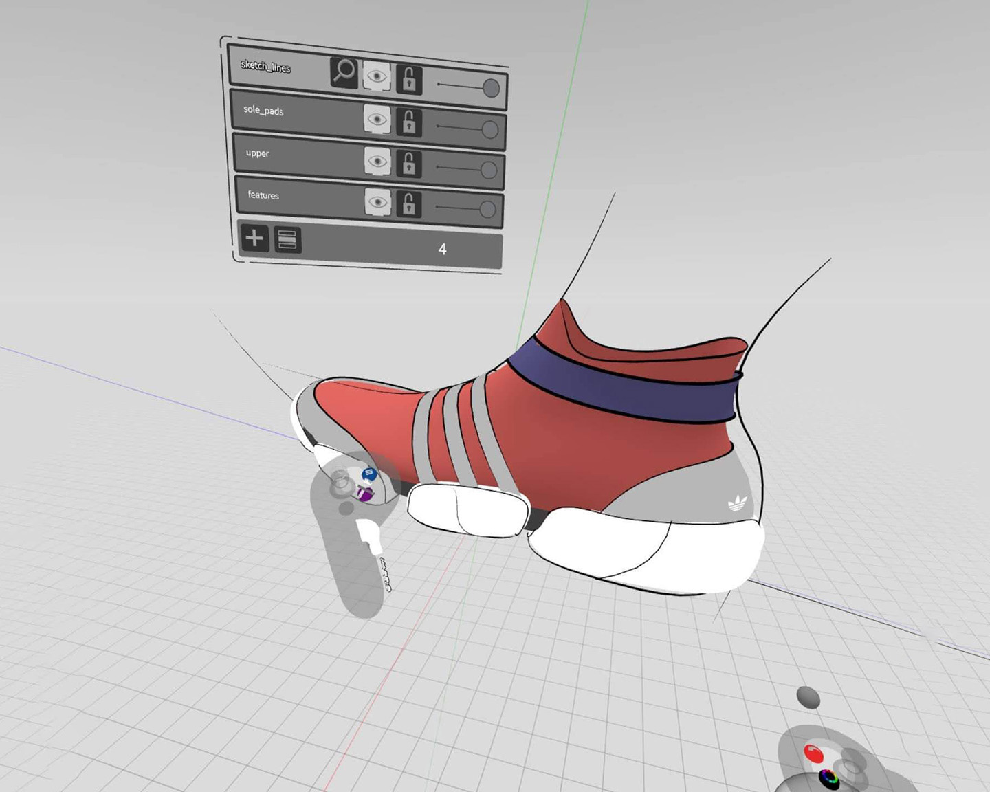 Sketching a shoe in the Gravity Sketch virtual reality environment