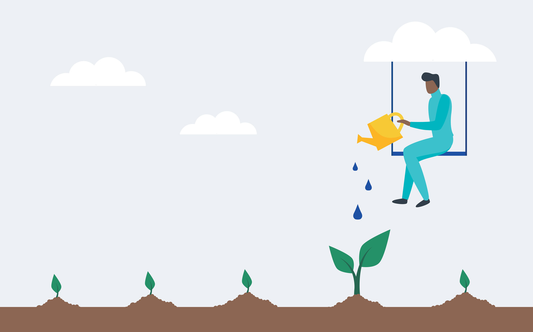 illustration of a person watering plants