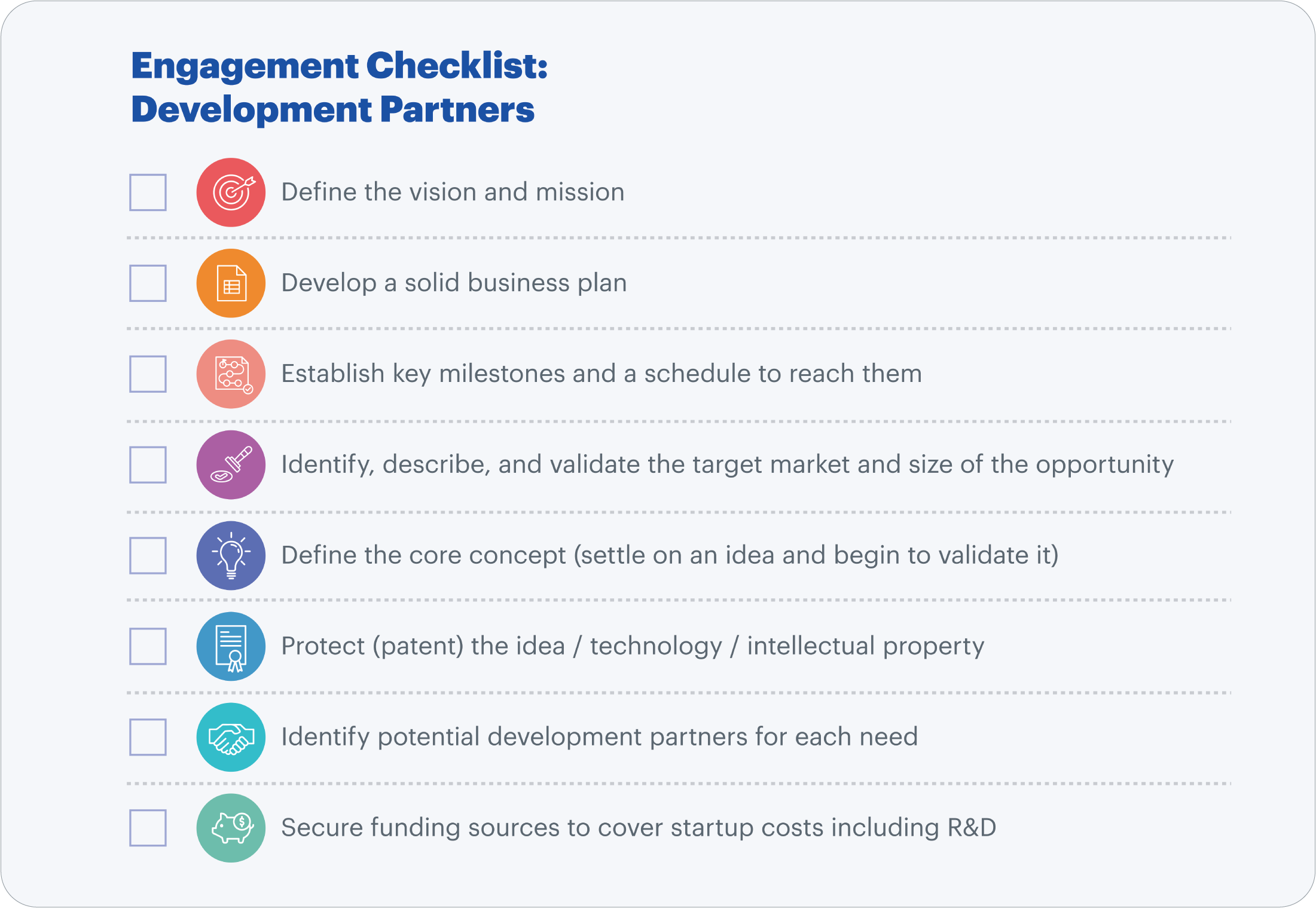 engagement checklist for development partners