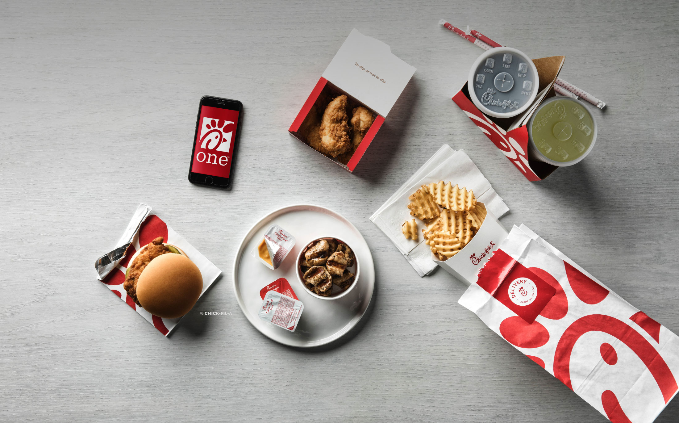 Chick-fil-A meal showing multiple packaging types