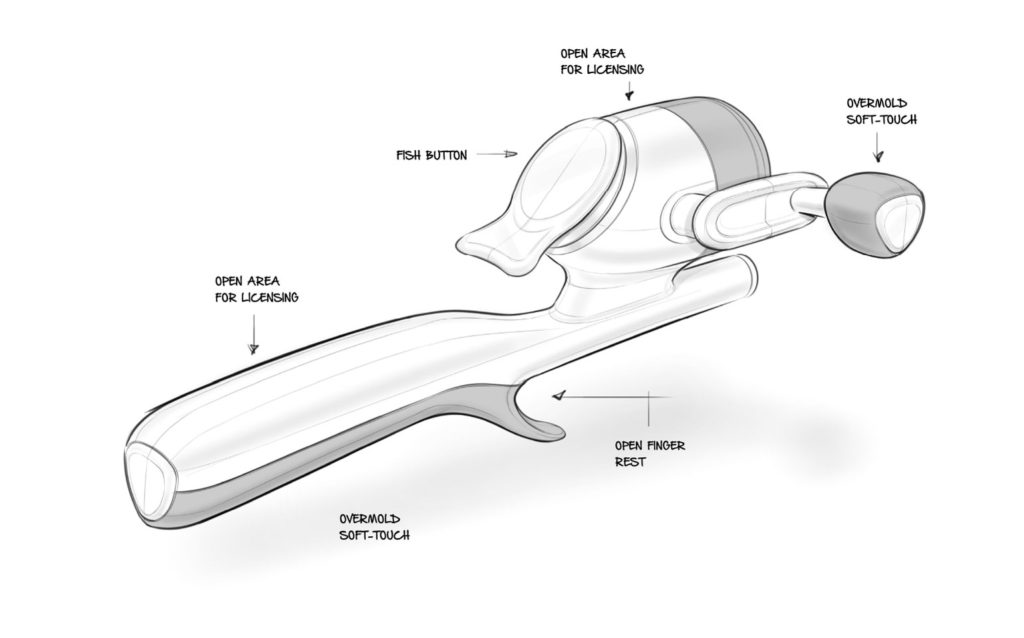 concept sketch of a child's fishing rod handle