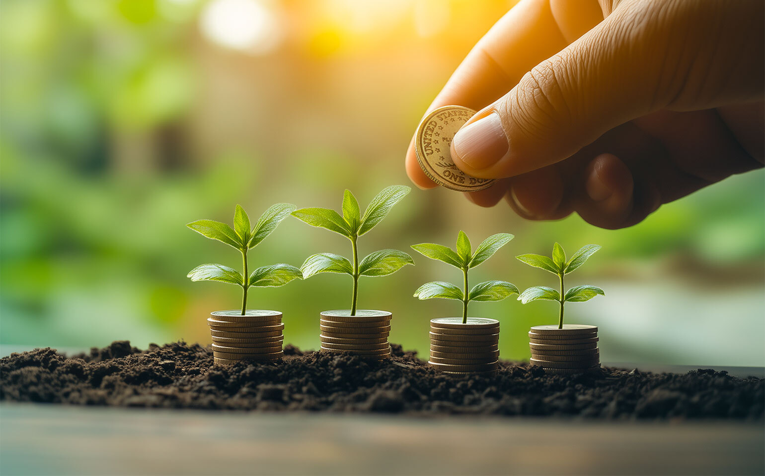 image of plants growing out of coins