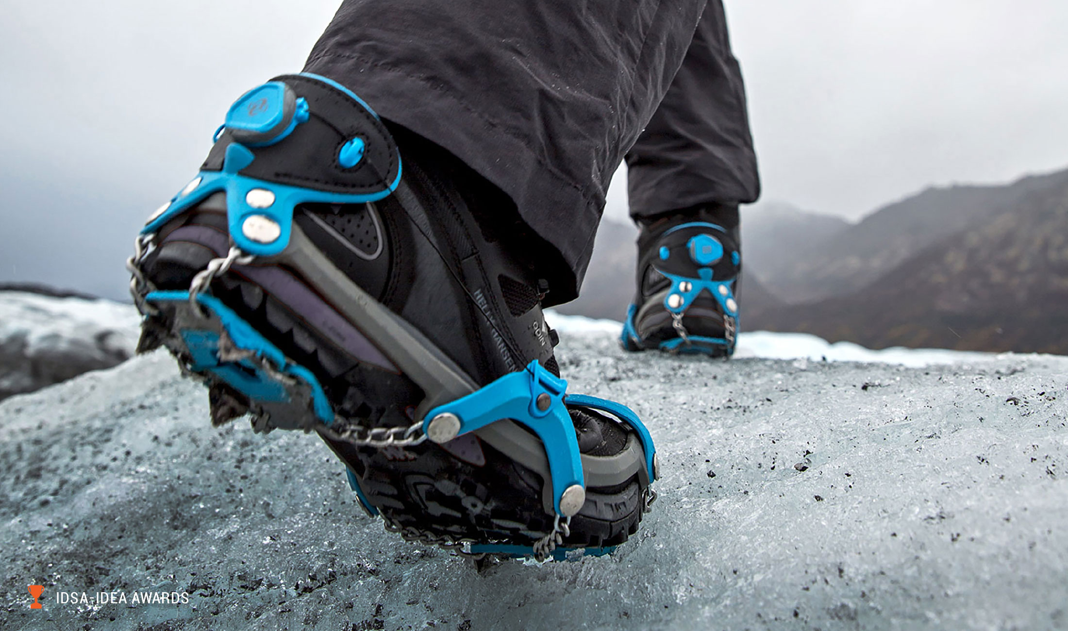 Yaktrax product in use on an icy surface