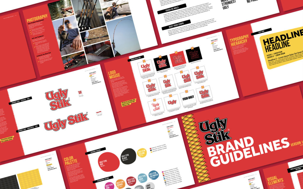 Pages of Ugly Stik brand guidelines