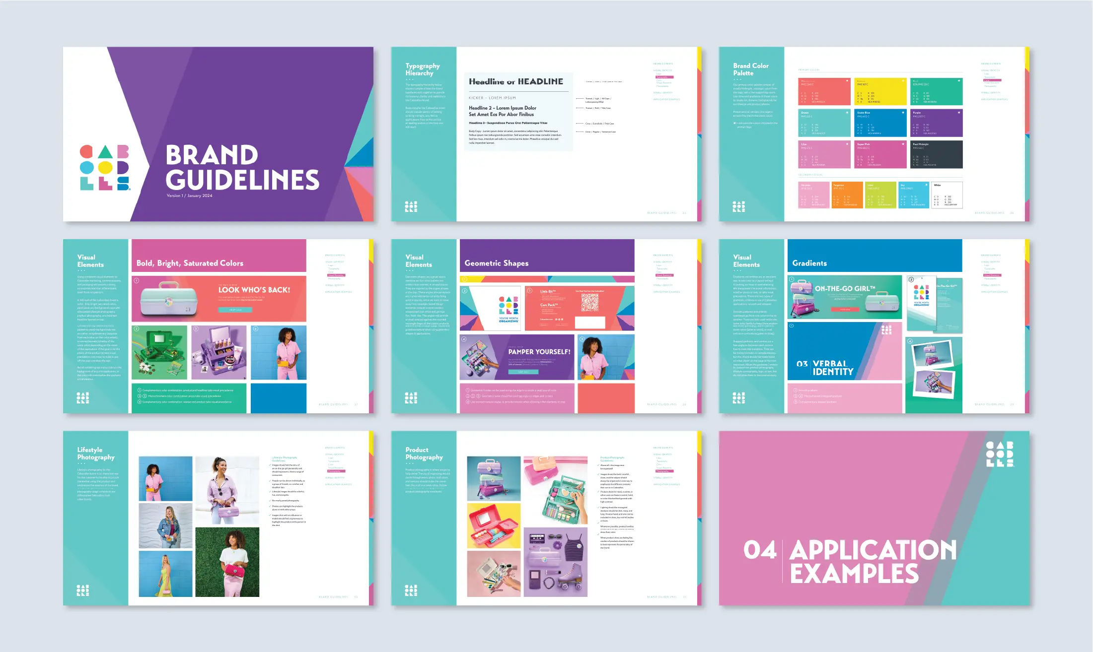 pages from the Caboodles Brand Guidelines document