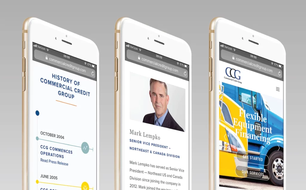 Commercial Credit Group Website Design on iPhone