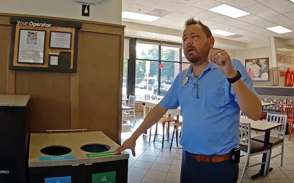 Interviewing a Chick-fil-A Operator in restaurant