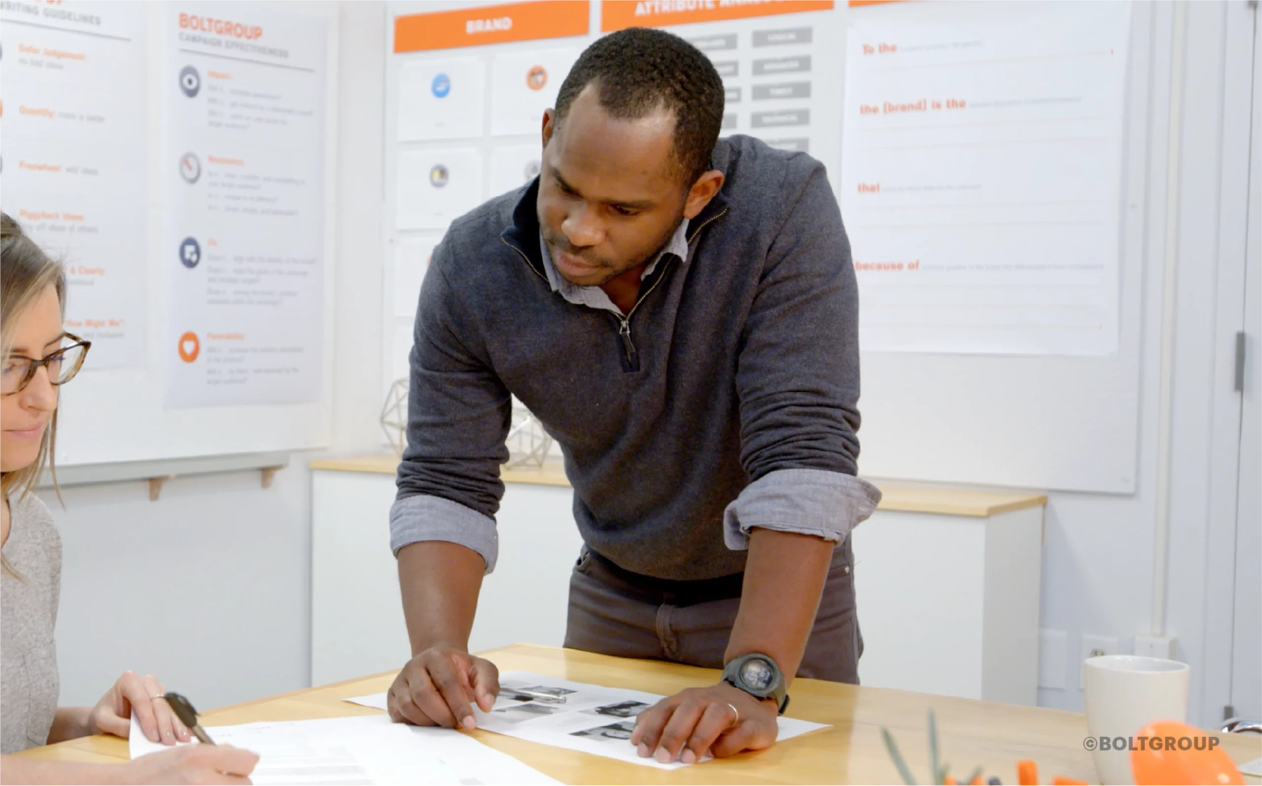 creative leader looking at designs